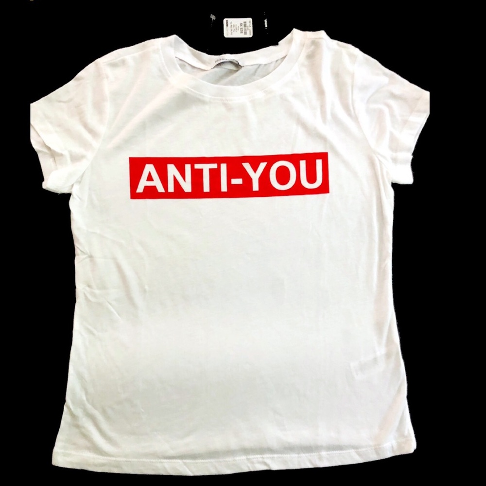 Fashion Nova NWT ANTI-YOU White t-shirt sz XS